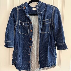 Chocolate Navy Polka Dot Jean Jacket